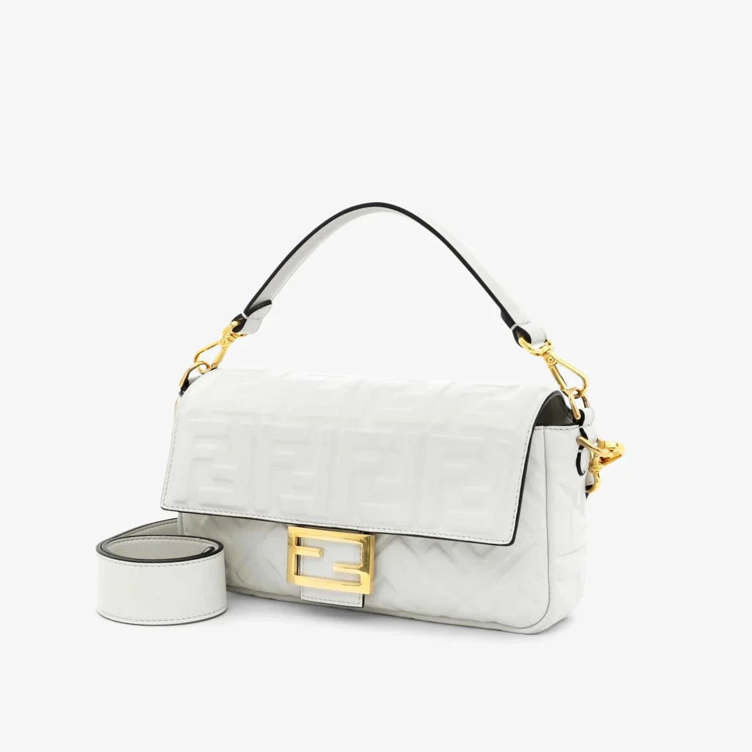 FENDI BAGUETTE BORSA IN PELLE BIANCA